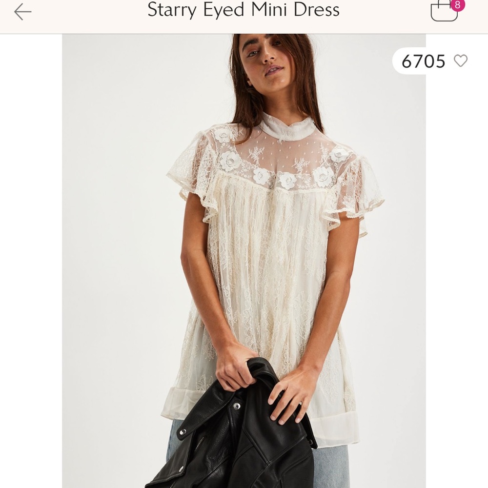FP starry eyed mini dress. Size medium. Ivory. Worn once. - Picture 7 of 7